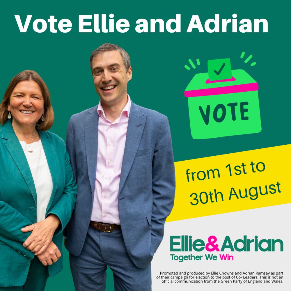 Picture of Ellie and Adrian with link to how to vote if you are a member