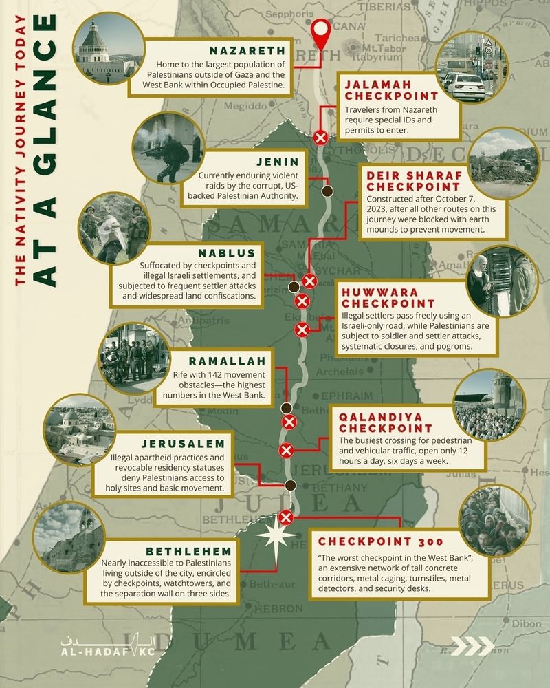 Map Nazareth to Bethlehem today