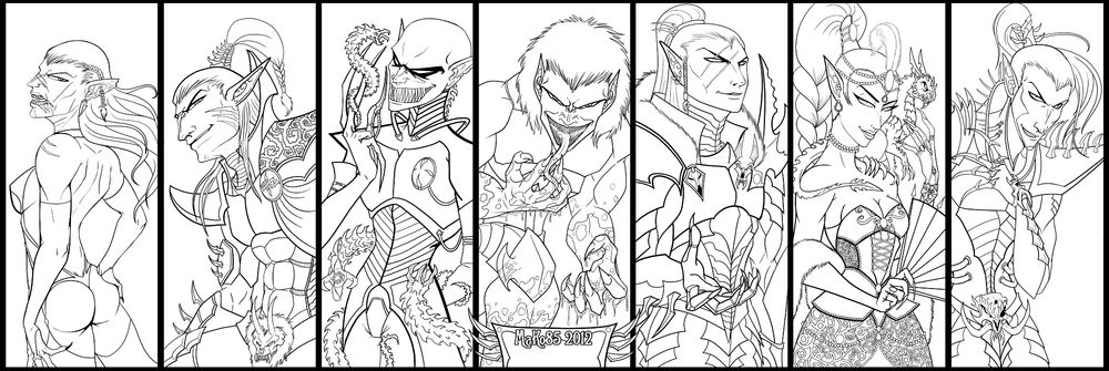 A group of Dark Eldar Kabals leaders based on my friends and family.