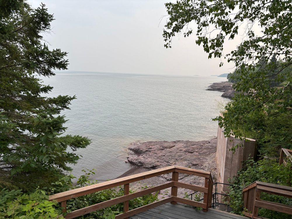 View of Lake Superior from a cabin. 