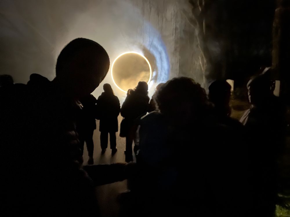 Image of the "Eclipse" exhibit at the Reflections of Light event at Mt. Auburn Cemetery.