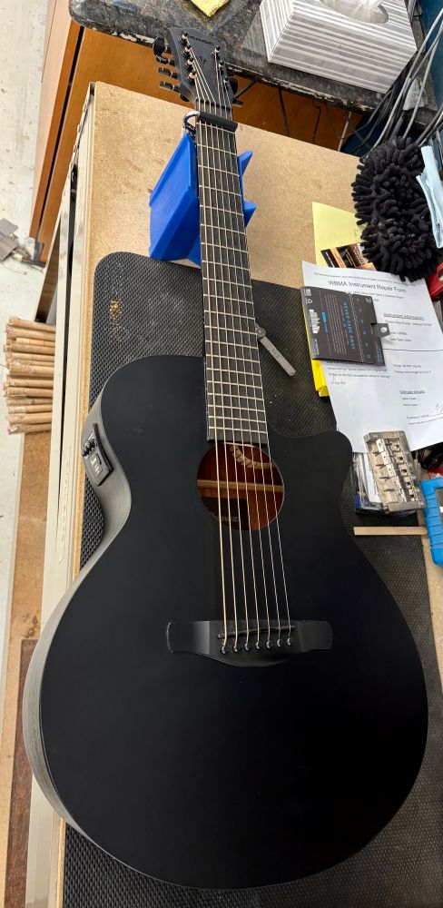 Ibanez AEG721-BOT 7-string acoustic/electric guitar in Black Out finish.