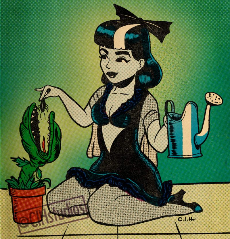 Ghoulish girl feeding a carnivorous plant (2020)