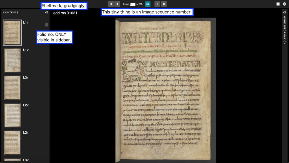 Screenshot of the British Library's IIIF interface
