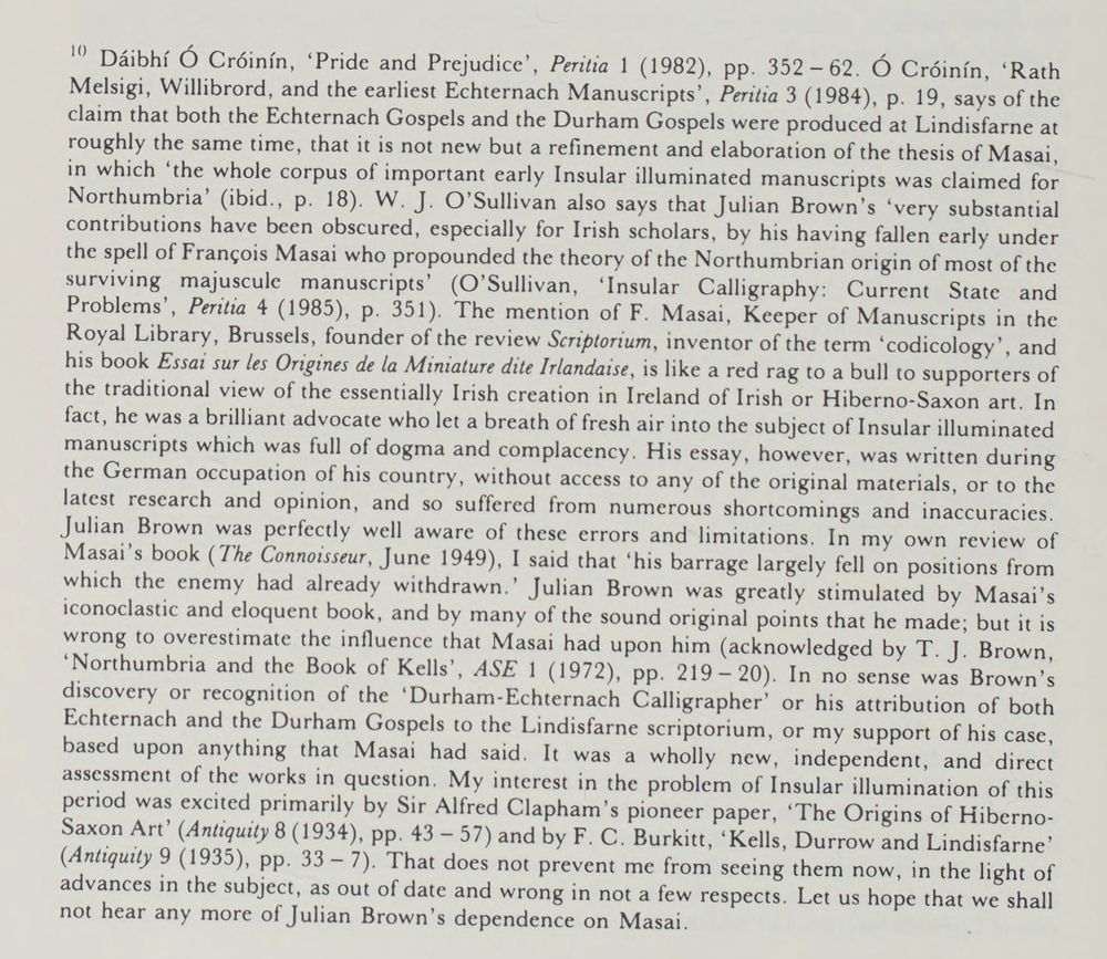 Long footnote by Rupert Bruce-Mitford in St Cuthbert, his Cult and his Community to AD 1200, p. 178.