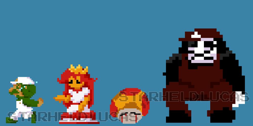 little sprites of lucas, damsel, a mushroom and MX