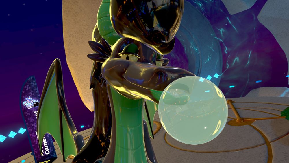 Bubblegum dragon blowing a bubble in VRC