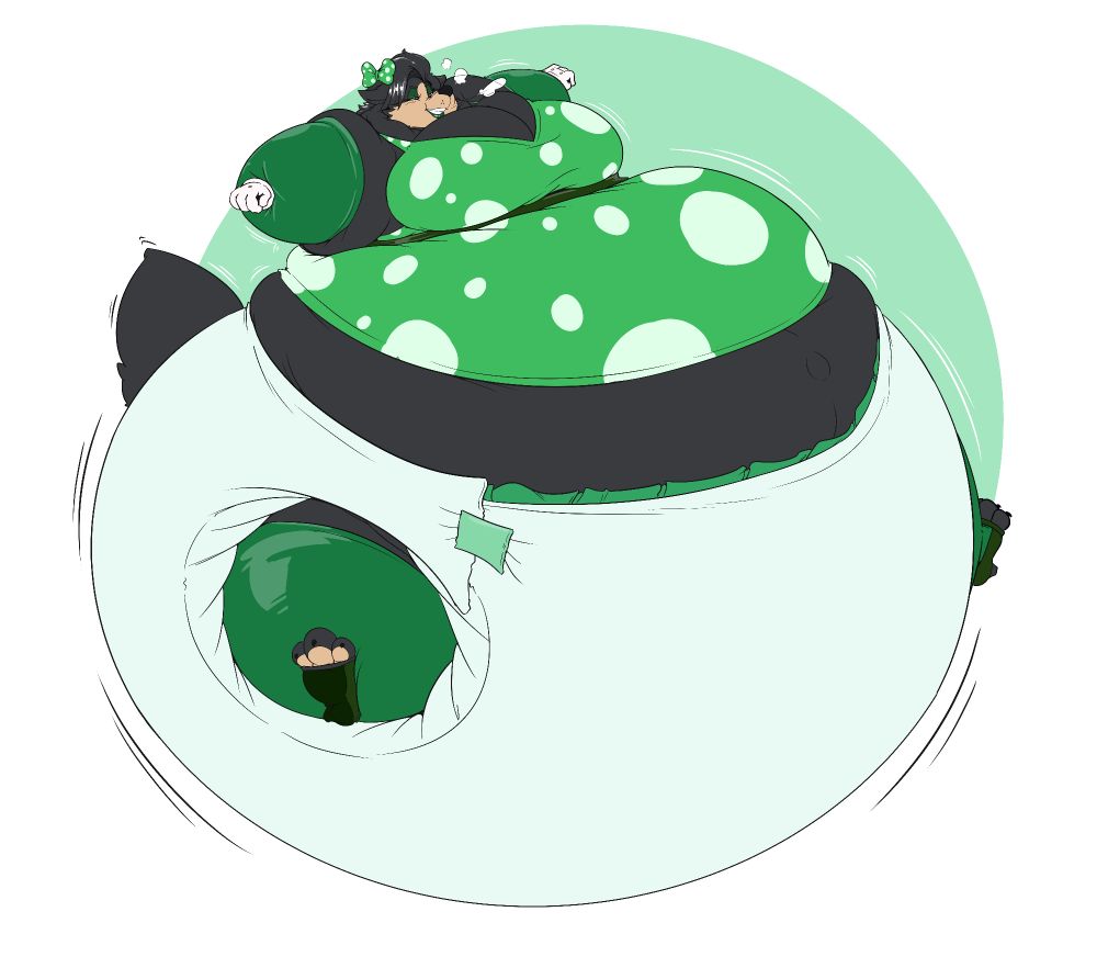 Inflated toon wolfess in a mega thick diaper.