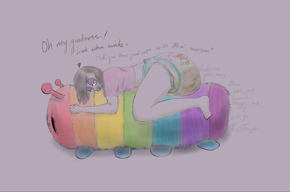 little tiny baby absolutely WWE bodyslams poor unsuspecting caterpillar with sleepy chokehold and extremely poopy diaper :c