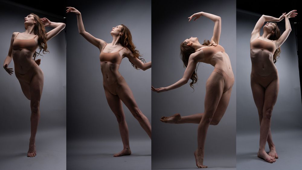 Several art pose references of a woman in elegant poses. 