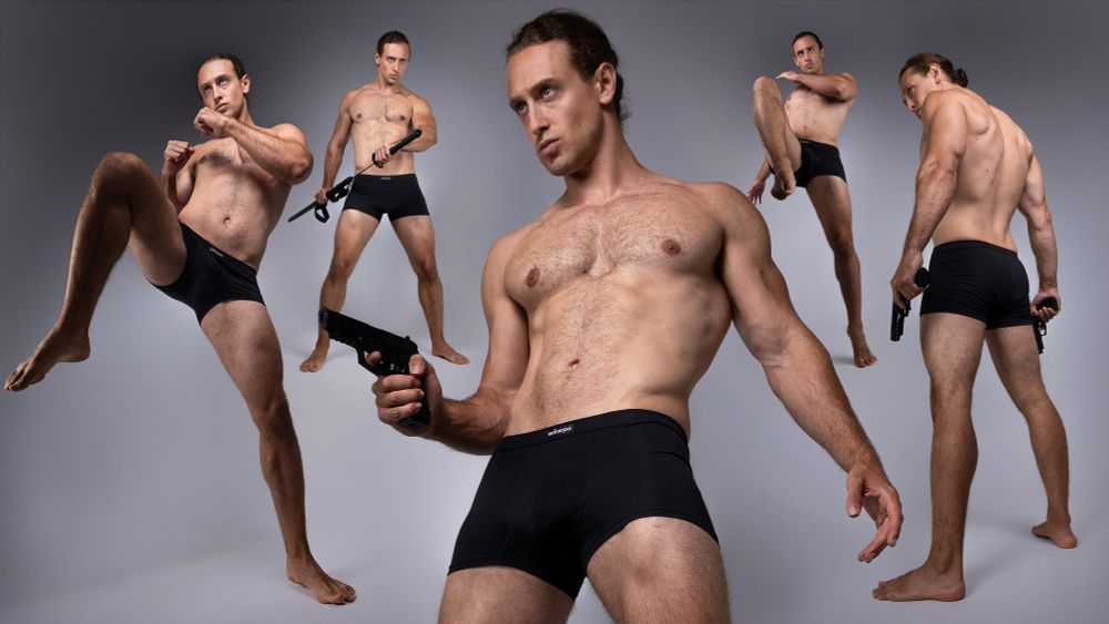 Multiple pose references of a man in action poses. 