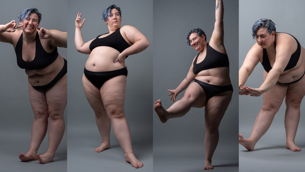 Multiple pose references of a woman doing dynamic movement. 
