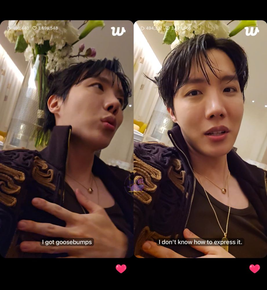 Hobi, in his brown patterned stage outfit 