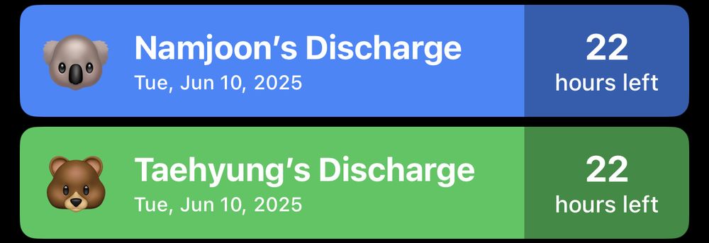 Namjoon and Taehyung countdown til discharge
