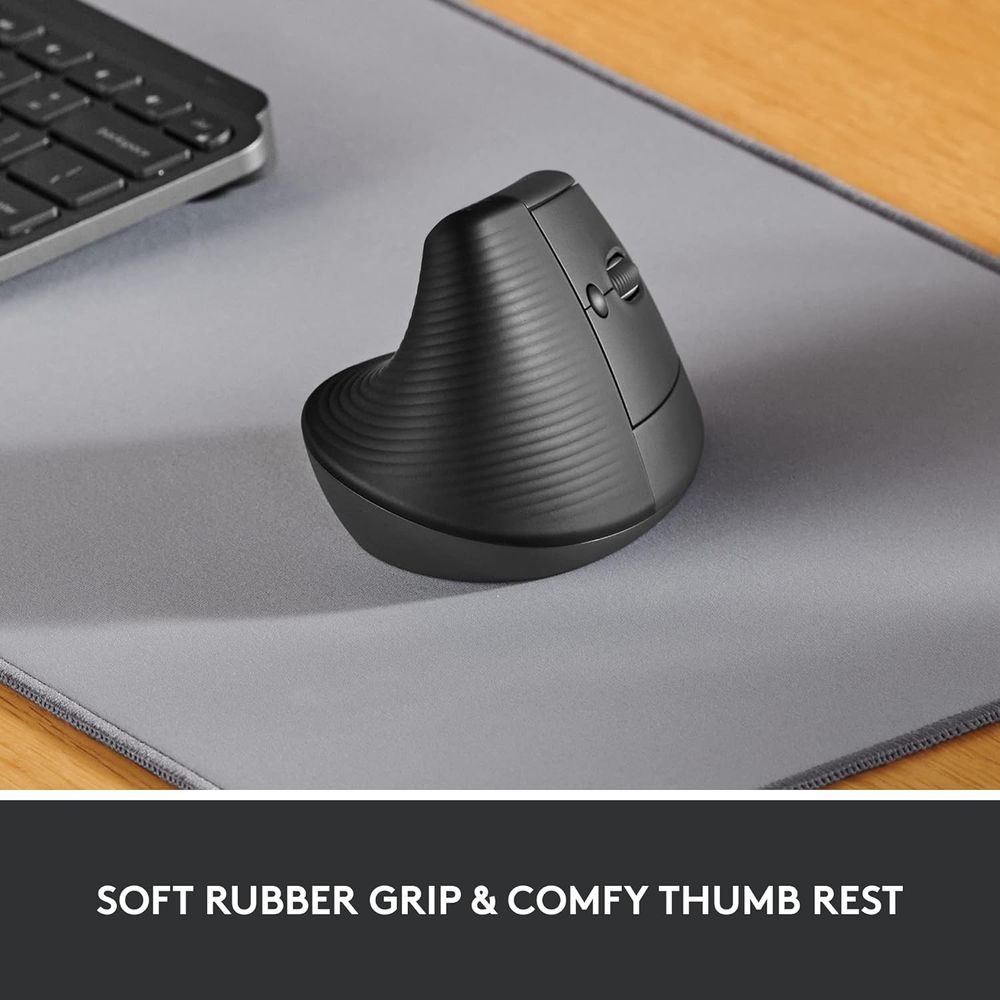 Available in right and left configurations, this Logitech ergonomic mouse features a unique 57-degree angle that elevates your wrist for ergonomic comfort & design, bringing relief to your forearm and upper body. Scrolling feels natural with SmartWheel, offering precision and speed-scroll. Customize your ergonomic Bluetooth mouse with Logi Options+ Software, easily assigning each of the 4 customisable buttons to handy shortcuts as you switch between apps.