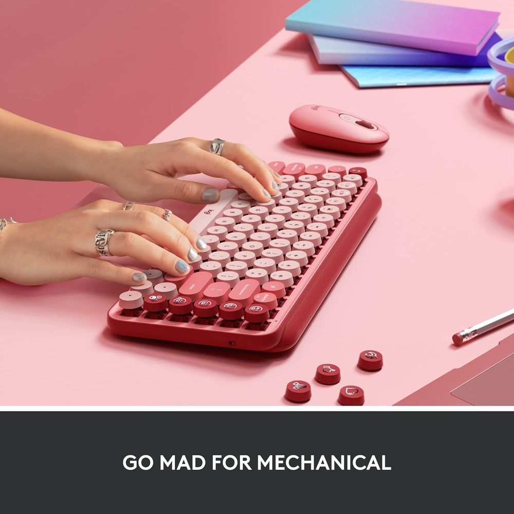With 8 swappable emoji keys, multi-device pairing, and a 3-year battery life, let personality POP on your desk space and beyond with Logitech POP mechanical wireless keyboard.