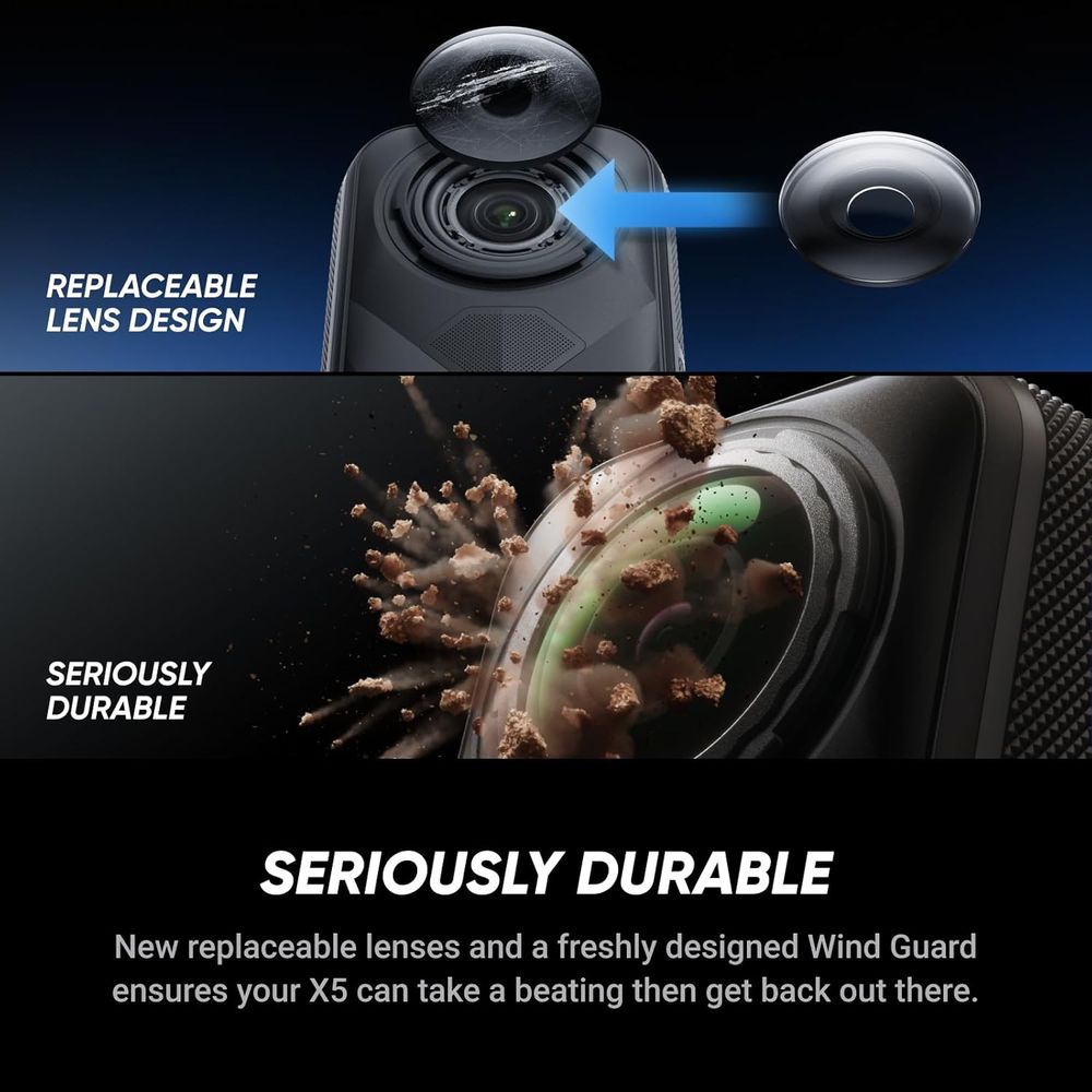 Featuring triple AI chip design, FlowState stabilization, and 8K30fps 360° video with dual 1/1.28" sensors, film epic adventures and everyday moments with the Insta360 X5.