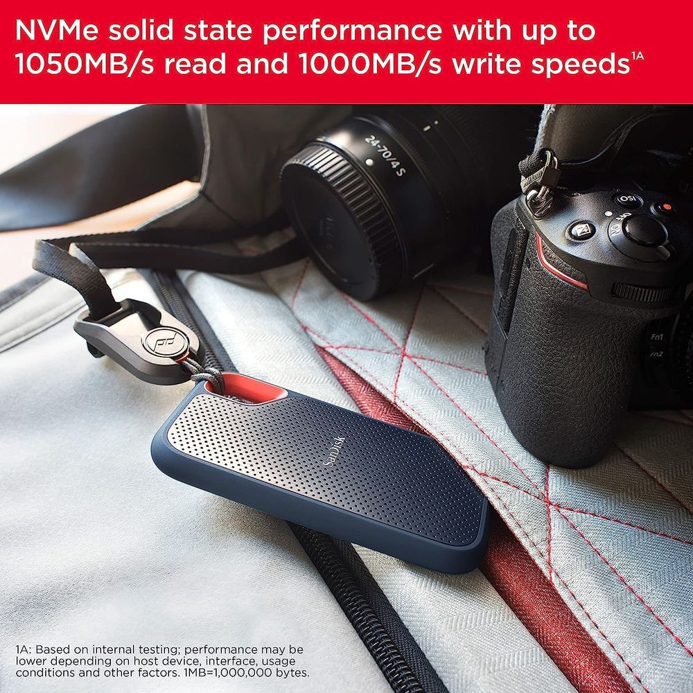 With up to 1050MB/s read and 1000MB/s write speeds, capture and keep your life's best moments with the SanDisk Extreme Portable SSD.