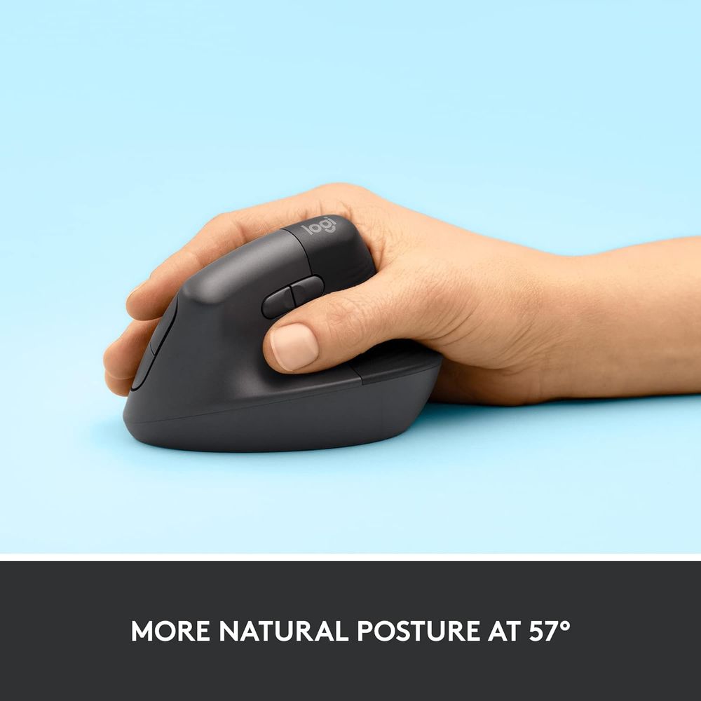 Available in right and left configurations, this Logitech ergonomic mouse features a unique 57-degree angle that elevates your wrist for ergonomic comfort & design, bringing relief to your forearm and upper body. Scrolling feels natural with SmartWheel, offering precision and speed-scroll. Customize your ergonomic Bluetooth mouse with Logi Options+ Software, easily assigning each of the 4 customisable buttons to handy shortcuts as you switch between apps.