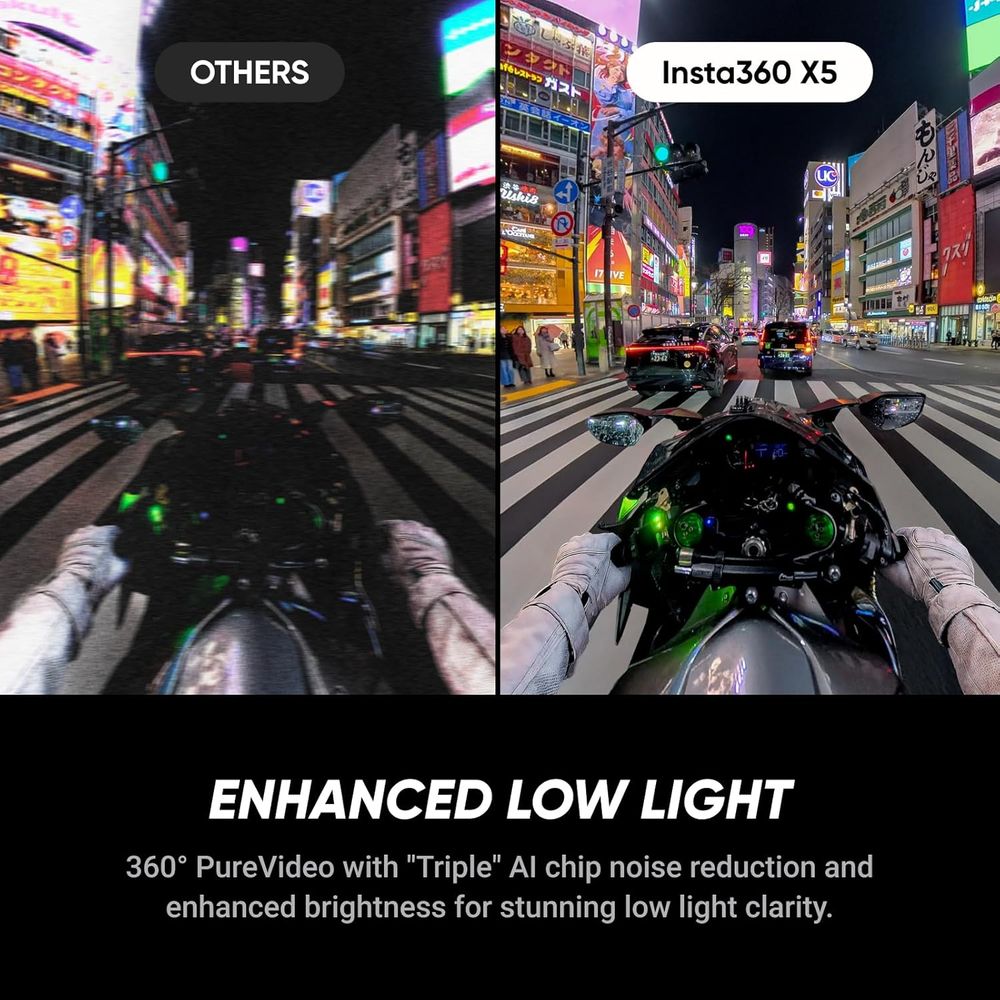 Featuring triple AI chip design, FlowState stabilization, and 8K30fps 360° video with dual 1/1.28" sensors, film epic adventures and everyday moments with the Insta360 X5.