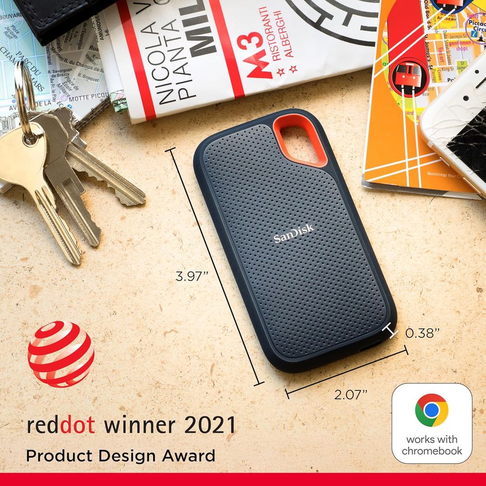 With up to 1050MB/s read and 1000MB/s write speeds, capture and keep your life's best moments with the SanDisk Extreme Portable SSD.