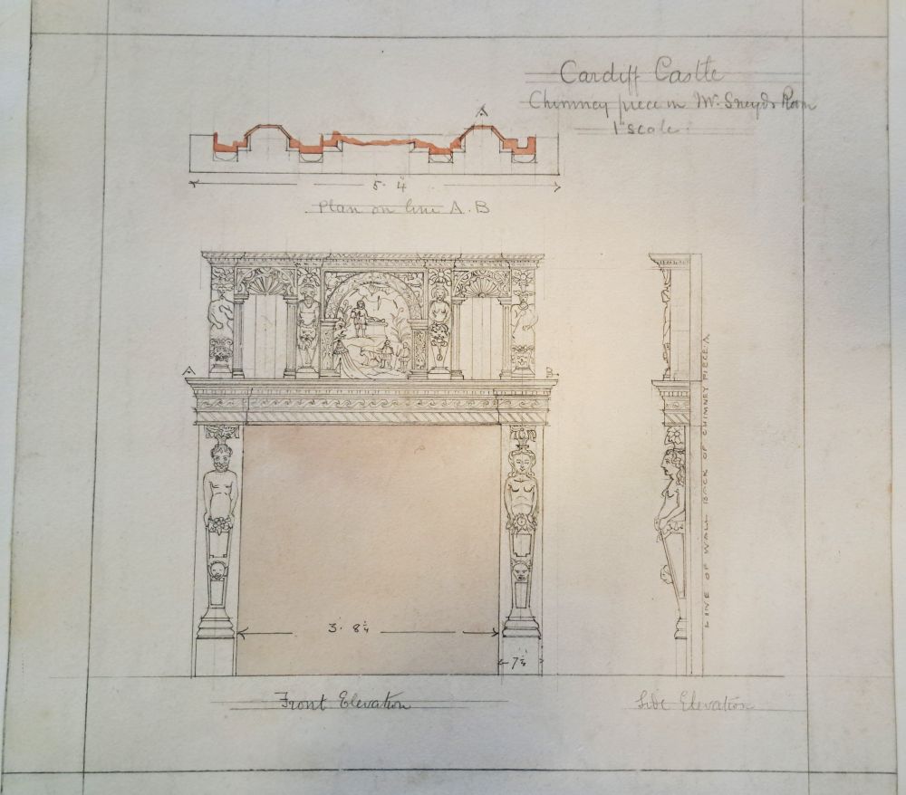 Plan of a decorative chimney piece.