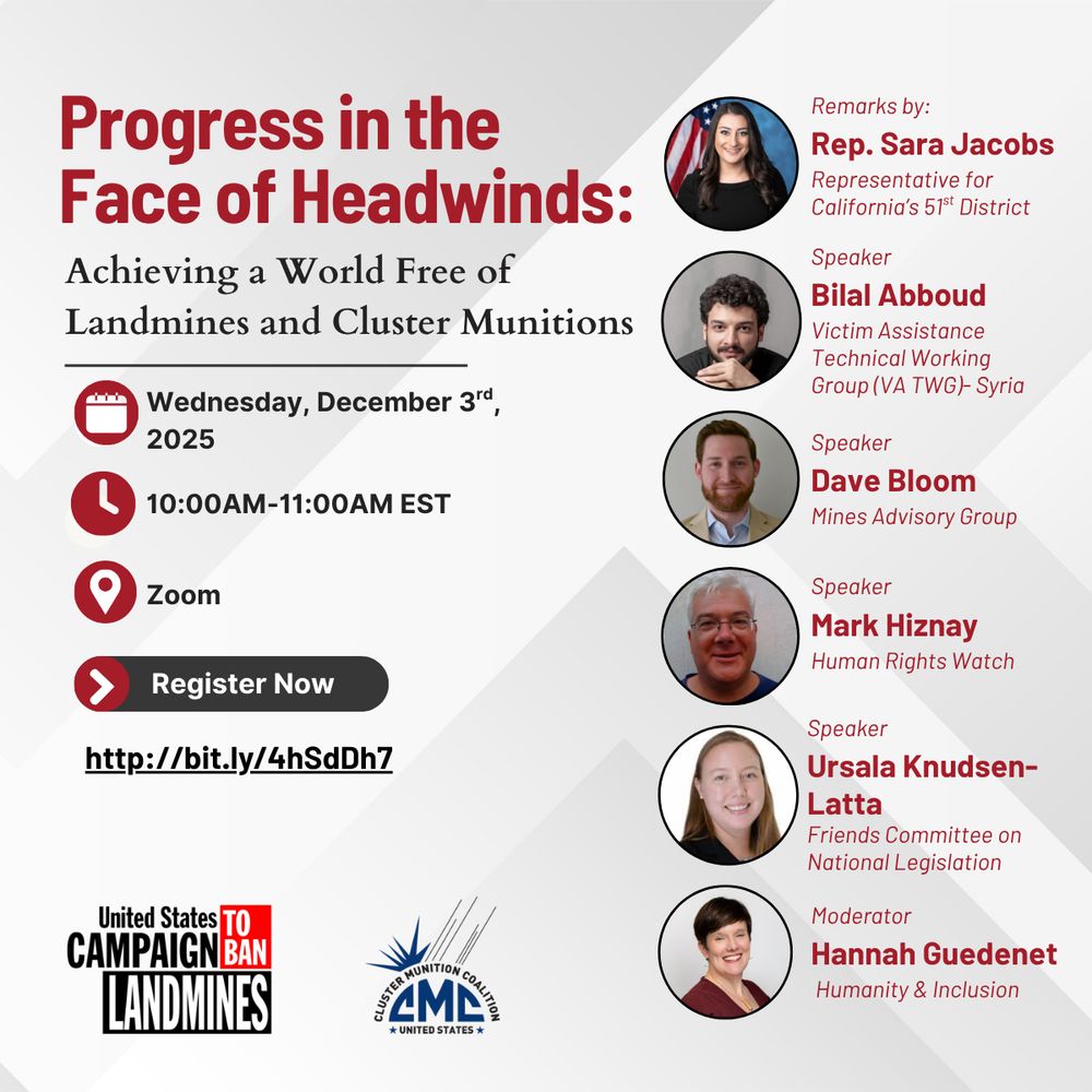 Event info: Progress in the face of headwinds: Achieving a World Free of Landmines and Cluster Munitions. Dec. 3, 10-11 AM EST.