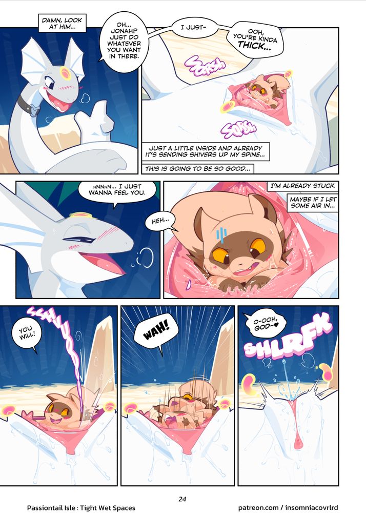 #furryart #nsfwcomics #passiontailisle Jonah letting its own weight pull itself open, relatively smart? There he goes~