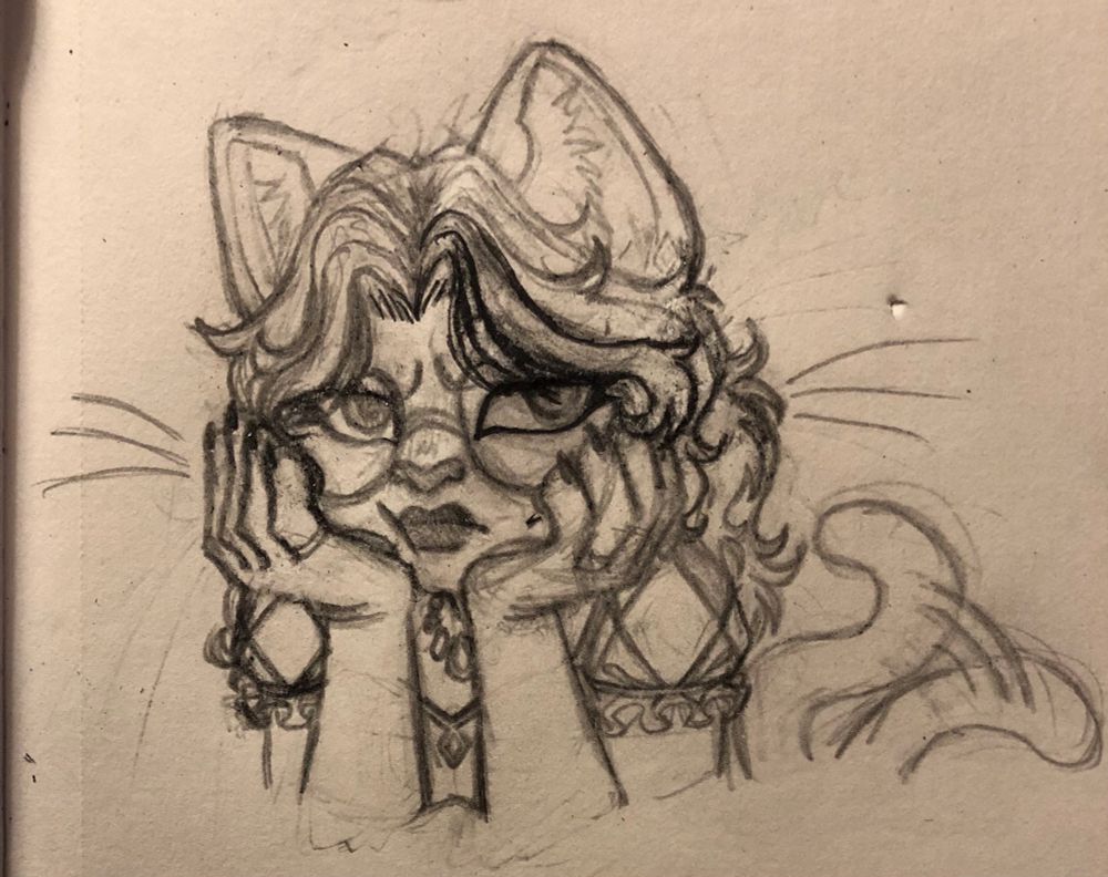 A sketch of my furry oc named bloom. Shes a cat!!!