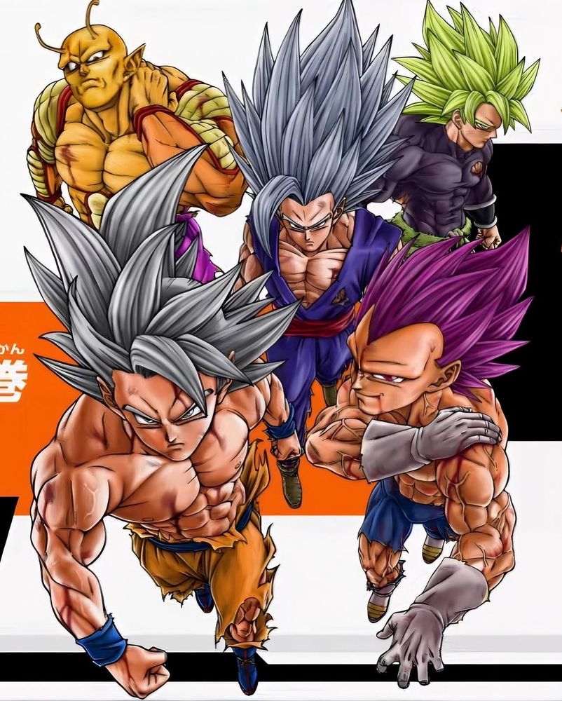 New art by Toyotaro for Dragon Ball Super volume 24’s cover. Featuring Orange Piccolo, Super Saiyan Broly, Beast Gohan, MUI Goku, and Ultra Ego Vegeta. This is so 🔥🔥🔥