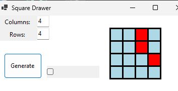 Screenshot of a little program that lets you create a grid with squares, and some of them are colored red instead of blue.