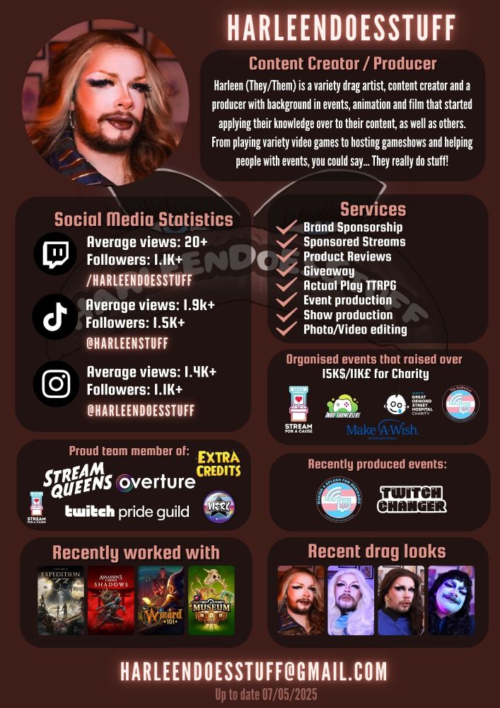 HarleenDoesStuff Media kit in brown colours