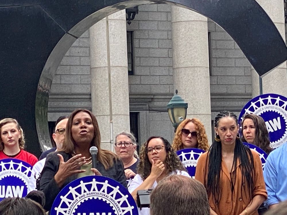 leticia james speaks at rally