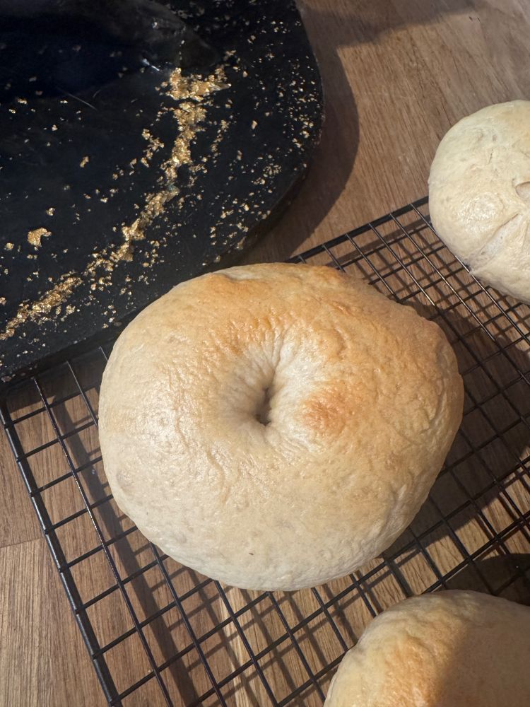 Homemade bagel with a bit of a butthole