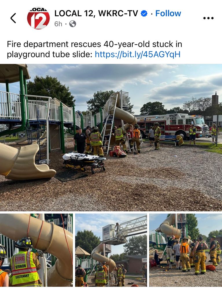 News report: 40-year-old stuck in slide 