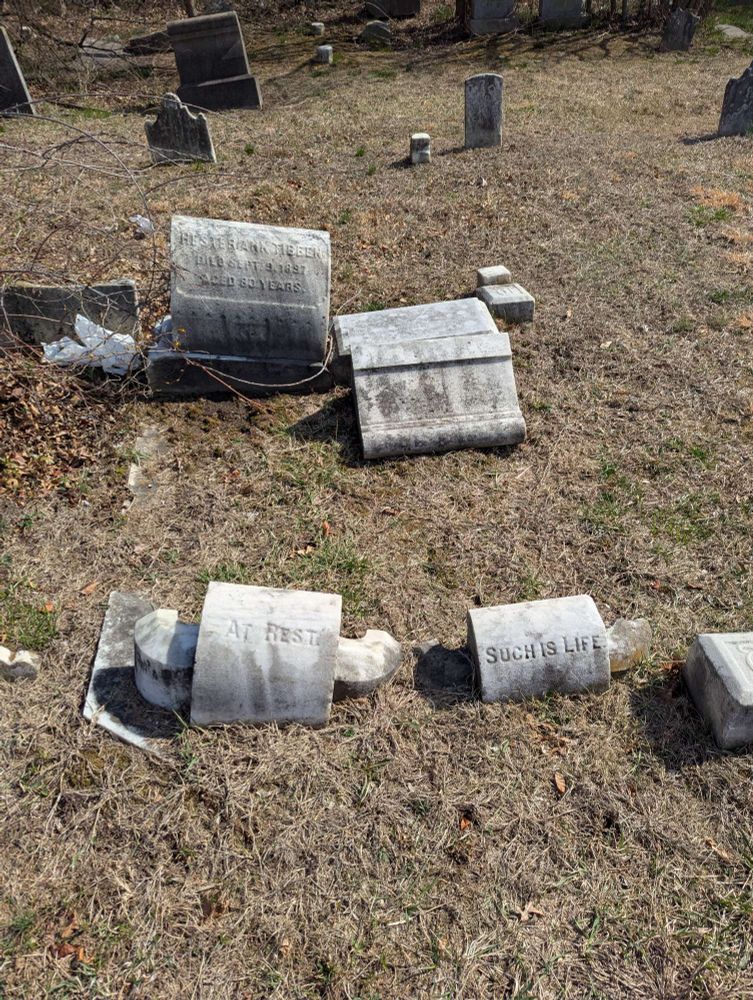 Grave markers, one says "at rest" one says "such is life"