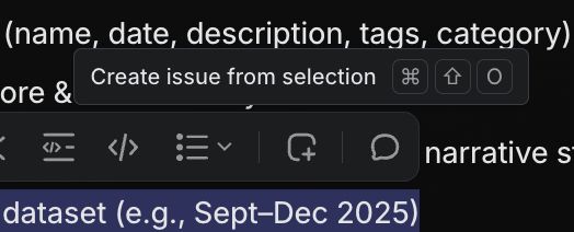 "Create issue from selection" in Linear is so nice
