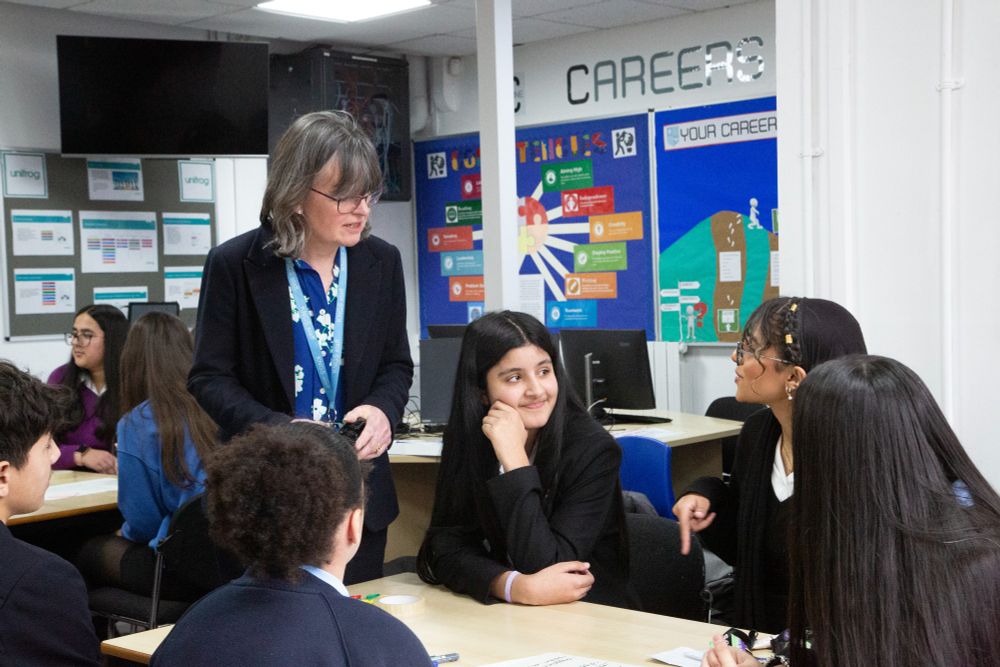 Nicola Raggett, Chief Executive Officer, talking to students from across West Midlands Academy Trust.