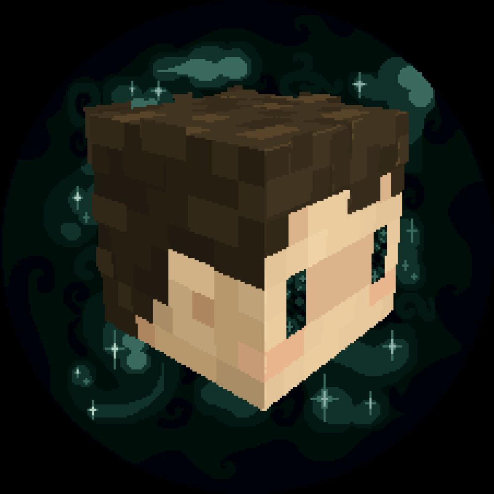 my profile picture!

my minecraft character head with his eyes reflecting the dark starry background