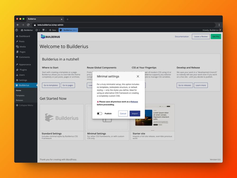 Minimal option modal presemts how to start truly from Scratch 