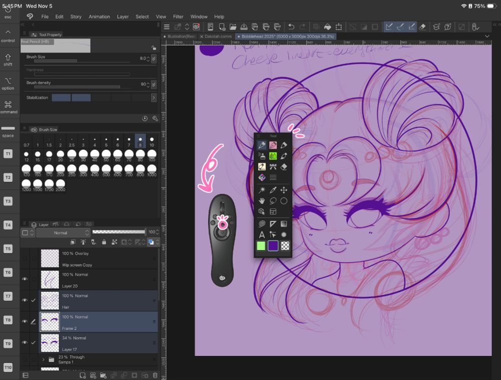 Same screen now showing an image of the tabmate controller and the top button of the center four directionals highlighted, which brings up the general tools menu for me to select. 