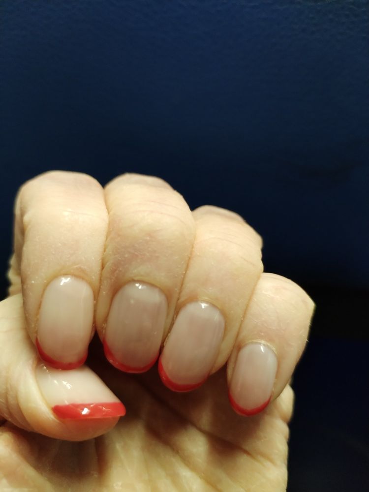 Red tipped nails!