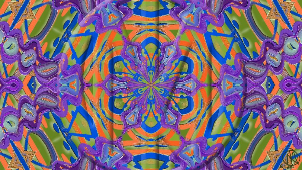  Kaleidascope w/ watermark. Purple, green, orange, blue.