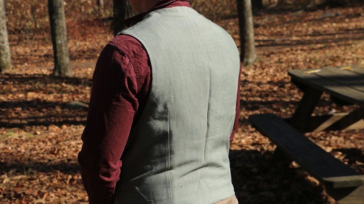 The back of the waistcoat, it is a nice green color