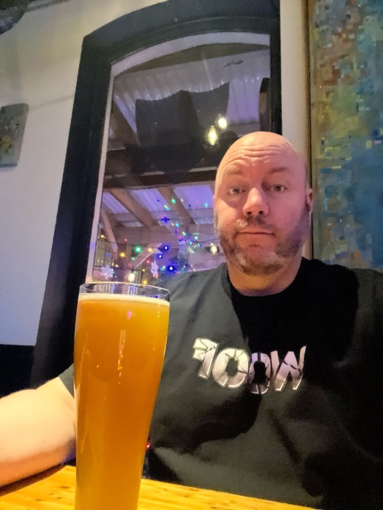Sitting at a local pub with a beer 