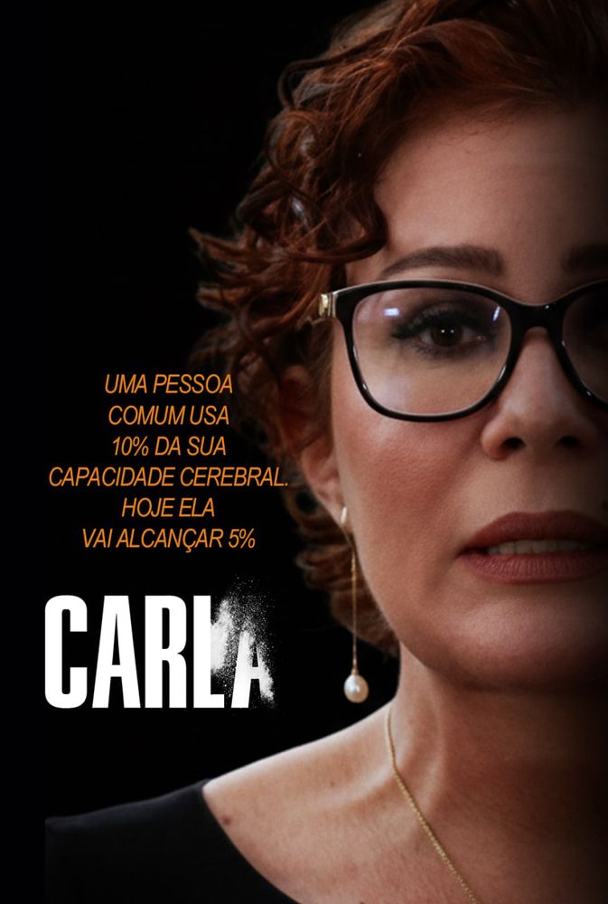 Montagem do cartaz do filme Lucy, mas com o rosto da Carla Zambelli e o nome "Carla" ao invés da Scarlet Johansson e o nome "Lucy".

O texto diz "Uma pessoa comum usa 10% da sua capacidade cerebral. Hoje ela vai alcançar 5%"
