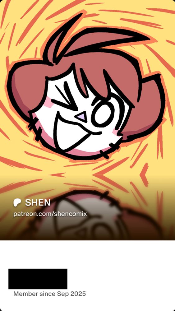 a Patreon membership card for Shencomix.