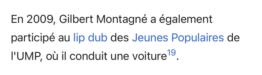 En 2009, Gilbert Montagné a également participé au lip dub des Jeunes Populaires de l'UMP, où il conduit une voiture. 
