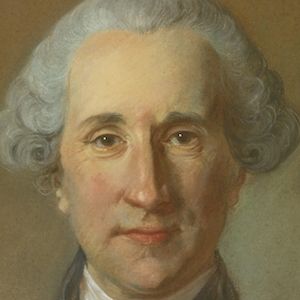Detail of a pastel portrait by Perronneau showing the face of Fleuriau