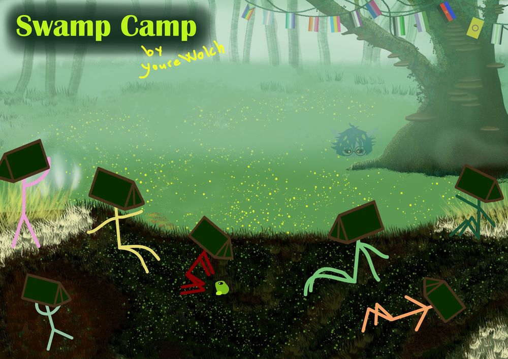 Campers lounging around in Hiisi’s swamp